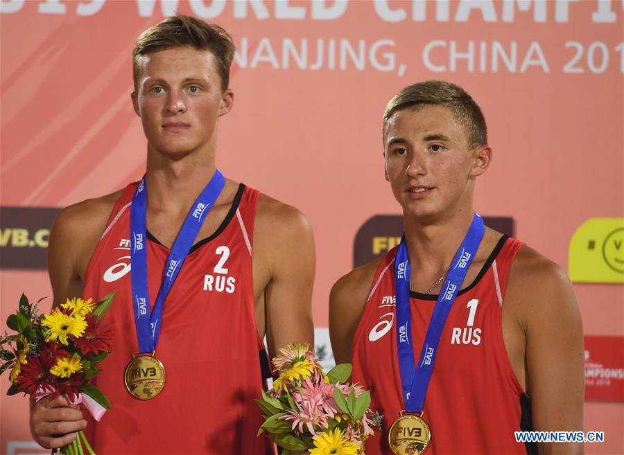 (SP)CHINA-NANJING-BEACH VOLLEYBALL-U19 WORLD CHAMPIONSHIPS-MEDAL CEREMONY (CN)