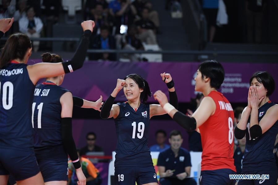 (SP)INDONESIA-JAKARTA-ASIAN GAMES-WOMEN'S VOLLEYBALL-CHINA VS SOUTH KOREA