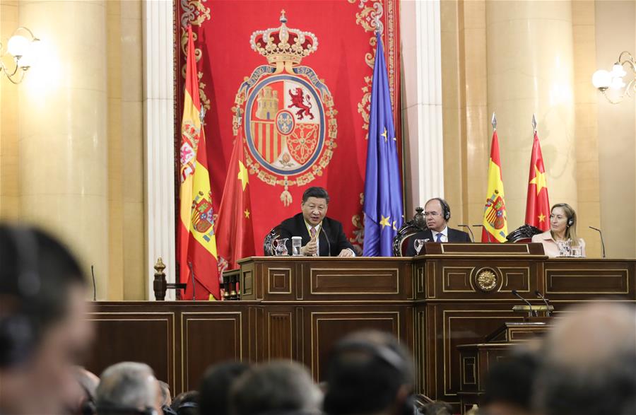 SPAIN-MADRID-XI JINPING-PARLIAMENT-SPEECH