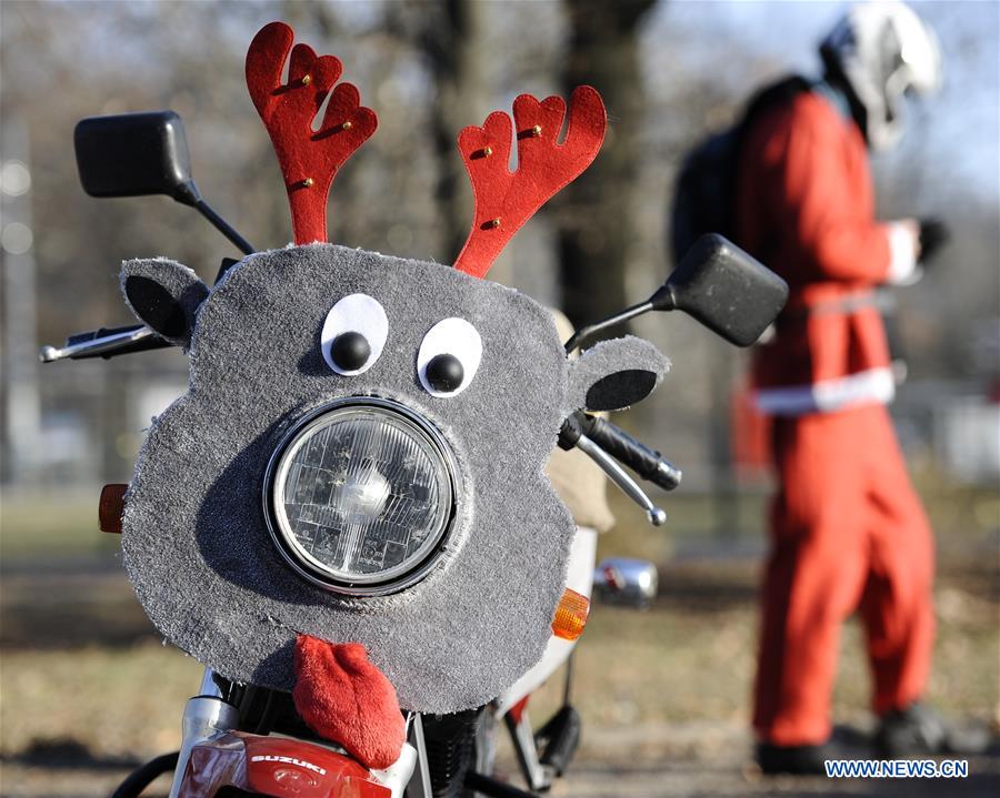 POLAND-WARSAW-SANTA CLAUS ON MOTORCYCLE