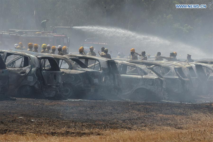 INDIA-BANGALORE-AIR SHOW-FIRE