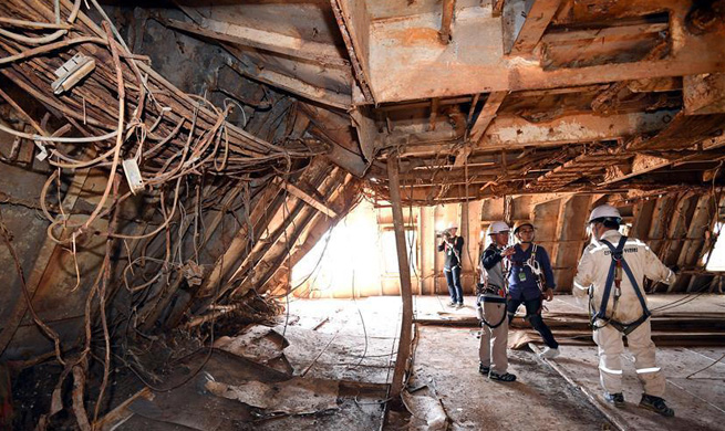 Inside view of passenger ferry Sewol in South Korea