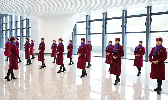 Attendants receive etiquette training in SW China's Chongqing