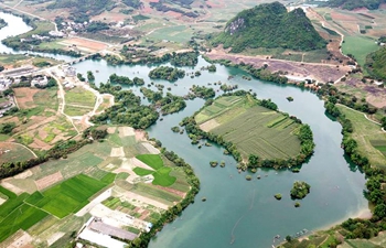 Scenery along banks of Heishui River in south China's Guangxi